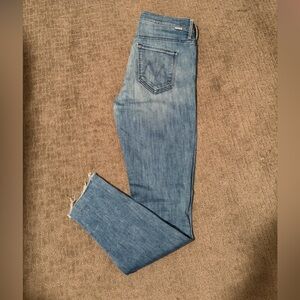 MOTHER Stunner Zip Ankle Step Frat Light Blue Skinny Jeans